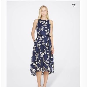 Tahari embroidered floral ribbon dress